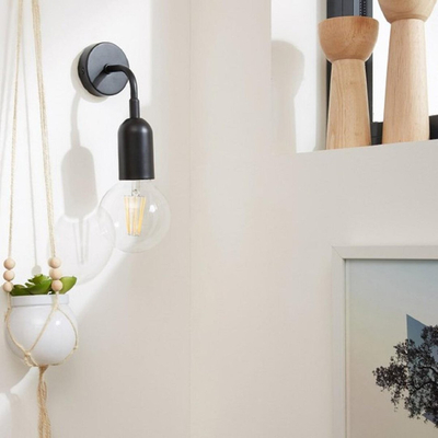 Urban Minimal - Επιτοίχιο Μονόφωτο E27 Μοντέρνο Μέταλλο Μαύρο Minimal - Μ10 x Π7 x Υ16cm