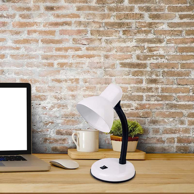 Flexi Desk White - Επιτραπέζιο Μονόφωτο E27 Μοντέρνο Μέταλλο Λευκό Καμπάνα - Μ12 x Π12 x Υ32cm