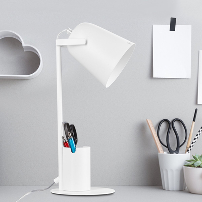 Focus Desk White - Επιτραπέζιο Μονόφωτο E27 Μοντέρνο Μέταλλο Λευκό Καμπάνα - Μ12 x Π15 x Υ38cm