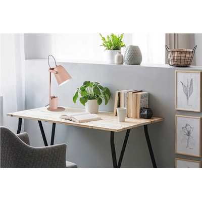 Focus Desk Pink - Επιτραπέζιο Μονόφωτο E27 Μοντέρνο Μέταλλο Ροζ Καμπάνα - Μ12 x Π15 x Υ38cm
