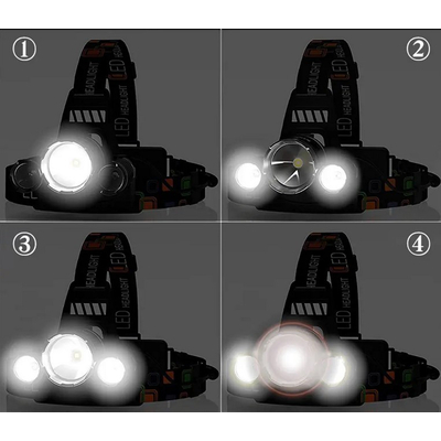 Explorer Beam - Φακός Κεφαλής Τρίφωτος LED Επαναφορτιζόμενος Μαύρος Πλαστικό - Μεταλλικό Ρυθμιζόμενος με 2 x 18650 Μπαταρίες - Ψυχρό Λευκό 6000K