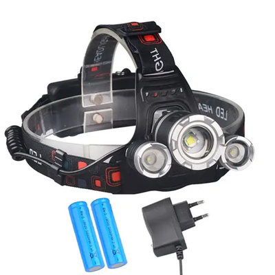Explorer Beam - Φακός Κεφαλής Τρίφωτος LED Επαναφορτιζόμενος Μαύρος Πλαστικό - Μεταλλικό Ρυθμιζόμενος με 2 x 18650 Μπαταρίες - Ψυχρό Λευκό 6000K