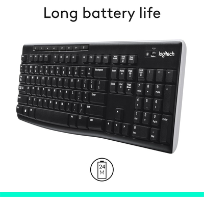 Logitech MK270 - Ασύρματο Σετ Πληκτρολόγιο & Ποντίκι USB - Αγγλικό US - Μαύρο