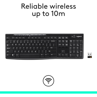 Logitech MK270 - Ασύρματο Σετ Πληκτρολόγιο & Ποντίκι USB - Αγγλικό US - Μαύρο