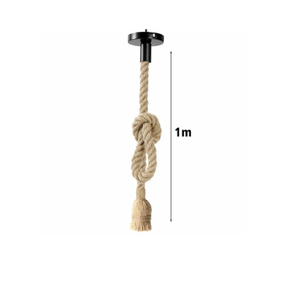 VenCore Rope  6089-10001 - Φωτιστικό Οροφής Μονόφωτο Κρεμαστό Μπεζ Σχοινί 1 Μέτρου - Ρετρό Vintage Σχέδιο με Βάση-Ντουί 1xE27