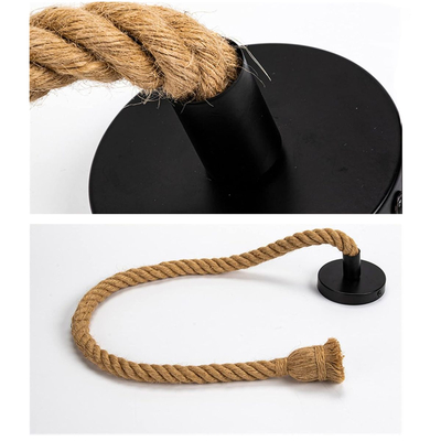 VenCore Rope  6089-10001 - Φωτιστικό Οροφής Μονόφωτο Κρεμαστό Μπεζ Σχοινί 1 Μέτρου - Ρετρό Vintage Σχέδιο με Βάση-Ντουί 1xE27