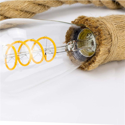 VenCore Rope  6089-10001 - Φωτιστικό Οροφής Μονόφωτο Κρεμαστό Μπεζ Σχοινί 1 Μέτρου - Ρετρό Vintage Σχέδιο με Βάση-Ντουί 1xE27
