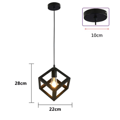 VenCore Cube 6089-10002 - Φωτιστικό Οροφής Μονόφωτο Κρεμαστό Μαύρο Μεταλλικό - Μοντέρνο Σχέδιο με Βάση-Ντουί 1xE27