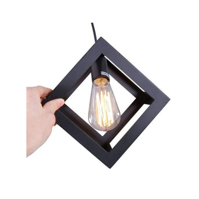 VenCore Cube 6089-10002 - Φωτιστικό Οροφής Μονόφωτο Κρεμαστό Μαύρο Μεταλλικό - Μοντέρνο Σχέδιο με Βάση-Ντουί 1xE27