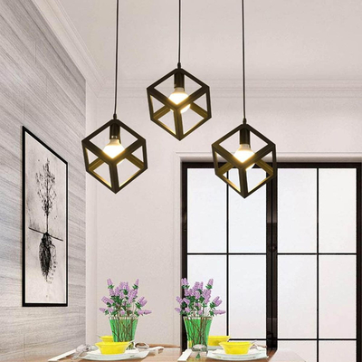 VenCore Cube 6089-10002 - Φωτιστικό Οροφής Μονόφωτο Κρεμαστό Μαύρο Μεταλλικό - Μοντέρνο Σχέδιο με Βάση-Ντουί 1xE27