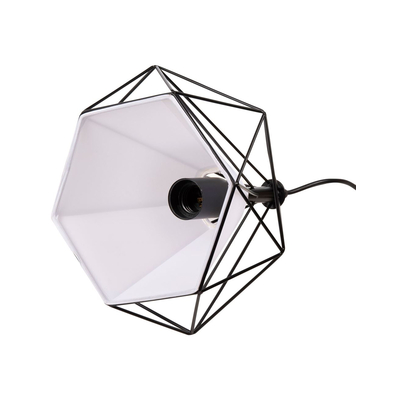 VenCore Poligon 6089-10003 - Φωτιστικό Οροφής Μονόφωτο Κρεμαστό Μαύρο Μεταλλικό και Λευκό Ύφασμα - Μοντέρνο Σχέδιο με Βάση-Ντουί 1xE27