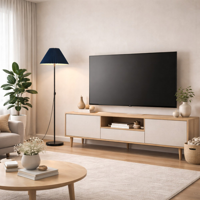 VenCore Velune Gold 6091-20014 - Μοντέρνο Επιδαπέδιο Φωτιστικό Μονόφωτο Χρυσό Αλουμίνιο και Μπέζ Καπέλο με Βάση-Ντουί 1xE27 - Φ35 x Υ150cm