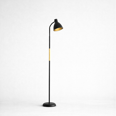 VenCore Orin Black 6091-20015 - Μοντέρνο Επιδαπέδιο Φωτιστικό Μονόφωτο Μαύρο Αλουμίνιο και Μαύρο Καπέλο με Βάση-Ντουί 1xE27 - Φ23 x Υ150cm