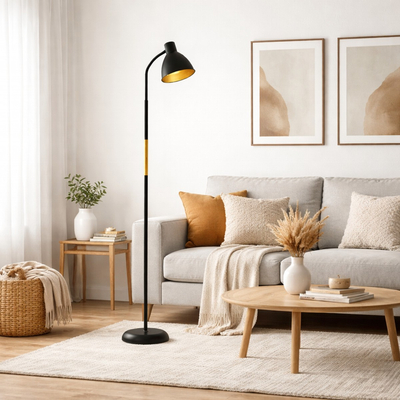 VenCore Orin White 6091-20016 - Μοντέρνο Επιδαπέδιο Φωτιστικό Μονόφωτο Λευκό Αλουμίνιο και Λευκό Καπέλο με Βάση-Ντουί 1xE27 - Φ23 x Υ150cm