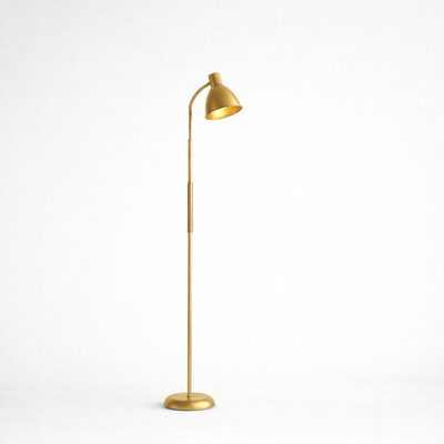 VenCore Orin Gold 6091-20018 - Μοντέρνο Επιδαπέδιο Φωτιστικό Μονόφωτο Χρυσό Αλουμίνιο και Χρυσό Καπέλο με Βάση-Ντουί 1xE27 - Φ23 x Υ150cm