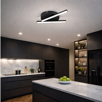 VenCore Crossline Black 7741-20013 - Μοντέρνο Φωτιστικό Οροφής Πλαφονιέρα LED 32W Μαύρο Αλουμίνιο με Ρυθμιζόμενο CCT Λευκό - Ημέρας - Θερμό - Χειρισμός CCT μέσω Διακόπτη On-Off - Φ50 x Υ6cm