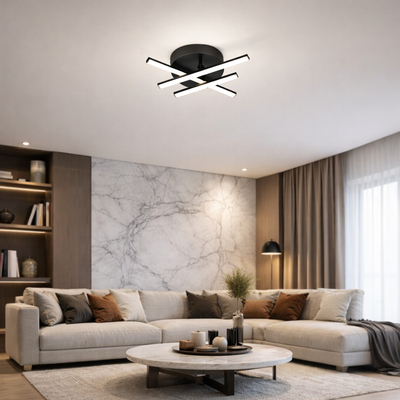 VenCore AxisX Black 7741-20017 - Μοντέρνο Φωτιστικό Οροφής Πλαφονιέρα LED 45W Μαύρο Αλουμίνιο με Ρυθμιζόμενο CCT Λευκό - Ημέρας - Θερμό & Χειριστήριο - Φ50 x Υ10cm