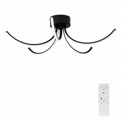 VenCore Vento Black 7741-20046 - Μοντέρνο Φωτιστικό Οροφής Πλαφονιέρα LED 45W Μαύρο Αλουμίνιο με Ρυθμιζόμενο CCT Λευκό - Ημέρας - Θερμό & Χειριστήριο - Φ53 x Υ16cm