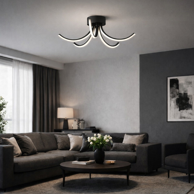 VenCore Vento Black 7741-20046 - Μοντέρνο Φωτιστικό Οροφής Πλαφονιέρα LED 45W Μαύρο Αλουμίνιο με Ρυθμιζόμενο CCT Λευκό - Ημέρας - Θερμό & Χειριστήριο - Φ53 x Υ16cm