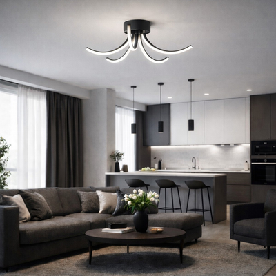 VenCore Vento Black 7741-20046 - Μοντέρνο Φωτιστικό Οροφής Πλαφονιέρα LED 45W Μαύρο Αλουμίνιο με Ρυθμιζόμενο CCT Λευκό - Ημέρας - Θερμό & Χειριστήριο - Φ53 x Υ16cm