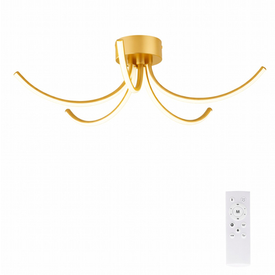 VenCore Vento Gold 7741-20048 - Μοντέρνο Φωτιστικό Οροφής Πλαφονιέρα LED 45W Χρυσό Αλουμίνιο με Ρυθμιζόμενο CCT Λευκό - Ημέρας - Θερμό & Χειριστήριο - Φ53 x Υ16cm