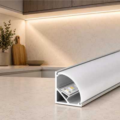 VenCore 9177-50003 - Aluminum Corner Profile 1M - Γωνιακό Προφίλ Αλουμινίου 1 Μέτρο με Press On Γαλακτερό Κάλυμμα - Μ100 x Π2.15 x Υ1.26cm