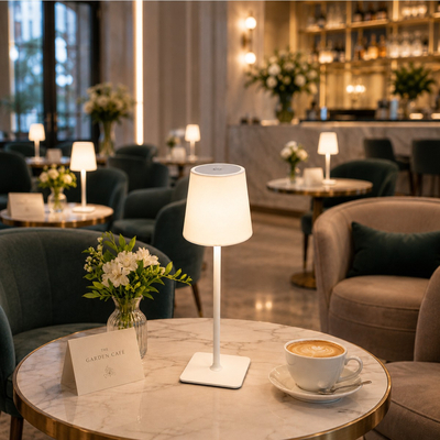 VenCore 2792-10008 - LED Table Light Rechargeable CCT White Matte - Διακοσμητικό Φωτιστικό LED Λευκό Ματ Μεταλλικό Πορτατίφ Επαναφορτιζόμενο USB - Touch ON-OFF-Change Color - Μπαταρία 1800mAh - Ψυχρο - Ημέρας - Θερμό CCT - Φ11 x Υ36cm