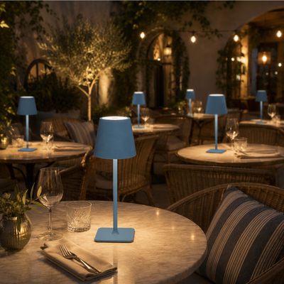 VenCore 2792-10009 - LED Table Light Rechargeable CCT Light Blue Matte - Διακοσμητικό Φωτιστικό LED Μπλε Ματ Μεταλλικό Πορτατίφ Επαναφορτιζόμενο USB - Touch ON-OFF-Change Color - Μπαταρία 1800mAh - Ψυχρο - Ημέρας - Θερμό CCT - Φ11 x Υ36cm