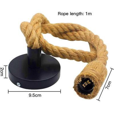 VenCore Rope  6089-10001 - Φωτιστικό Οροφής Μονόφωτο Κρεμαστό Μπεζ Σχοινί 1 Μέτρου - Ρετρό Vintage Σχέδιο με Βάση-Ντουί 1xE27
