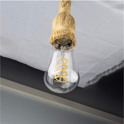 VenCore Rope  6089-10001 - Φωτιστικό Οροφής Μονόφωτο Κρεμαστό Μπεζ Σχοινί 1 Μέτρου - Ρετρό Vintage Σχέδιο με Βάση-Ντουί 1xE27