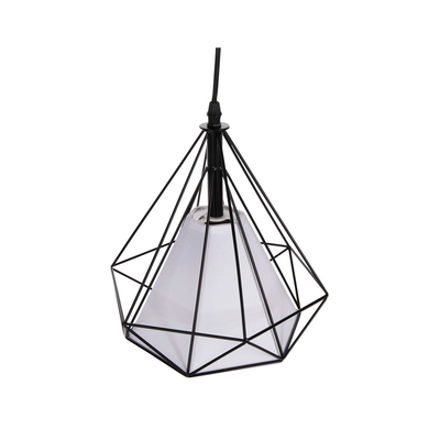 VenCore Poligon 6089-10003 - Φωτιστικό Οροφής Μονόφωτο Κρεμαστό Μαύρο Μεταλλικό και Λευκό Ύφασμα - Μοντέρνο Σχέδιο με Βάση-Ντουί 1xE27