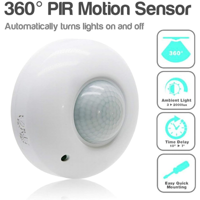 VenCore 3368-10008 - Ceiling Mount IR Moving Sensor 230V 10A - Ανιχνευτής Κίνησης Οροφής PIR 360° Μέγιστη Εμβέλεια 6 Μέτρα 230 Volt 1200 Watt Μέγιστο Φορτίο