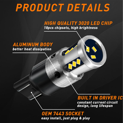 VenCore 3216-10172 - T20 7440 CanBus Gen4 - Λάμπα LED για Βάση T20 7440 CanBus Gen4 18 SMD 3020 9W 2800 Lumen 8-48 Volt Ψυχρό Λευκό 6000K