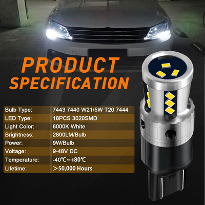 VenCore 3216-10175 - T20 7443 CanBus Gen4 - Λάμπα LED για Βάση T20 7443 CanBus Gen4 18 SMD 3020 9W 2800 Lumen 8-48 Volt Ψυχρό Λευκό 6000K