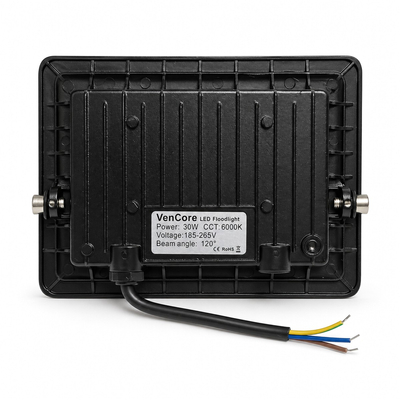 VenCore 9010-50006 - Floodlight LED 30W 120° 185-265V WW - Προβολέας LED Slim Series VenCore 120° Μοίρες 30 Watt 185-265 Volt 2700 Lumens - Αδιάβροχος IP66 - Θερμό Λευκό 3000K - Μ16.2xΠ12.2xΥ3cm