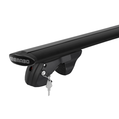 MENABO ΜΠΑΡΕΣ ΟΡΟΦΗΣ ΑΛΟΥΜΙΝΙΟΥ FENDER 118 cm ΣΕ ΜΑΥΡΟ ΧΡΩΜΑ ΓΙΑ Renault 4 E-Tech 5 doors 2024> ΜΕ RAISED RAILS - 2 ΤΕΜ. (14660/MB)