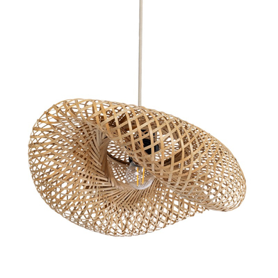 Bamboo Wave - Κρεμαστό Μονόφωτο E27 Boho Μπαμπού Φυσικό Πλέγμα - Μ40 x Π30 x Y18cm
