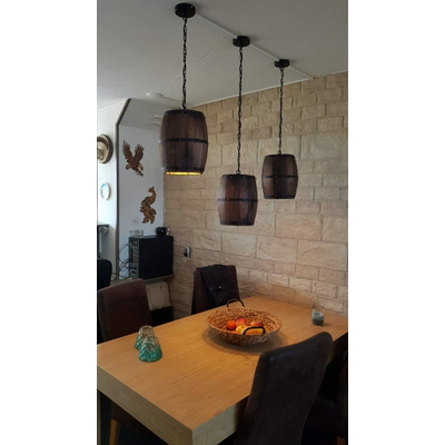 Barrel Light - Κρεμαστό Μονόφωτο E27 Vintage Ξύλο Καφέ Βαρέλι - Μ22 x Π22 x Υ29cm