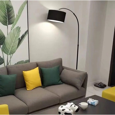 Arc Elegance - Επιδαπέδιο Μονόφωτο E27 Μοντέρνο Μέταλλο - Ύφασμα Μαύρο Καμπάνα - Μ38 x Π38 x Υ172cm
