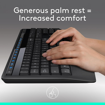Logitech MK345 - Ασύρματο Σετ Πληκτρολόγιο & Ποντίκι USB - Αγγλικό US - Μαύρο
