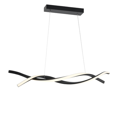 VenCore Duo Wave 6089-20004 - Μοντέρνο Κρεμαστό Φωτιστικό Οροφής Δίφωτο LED 54W Μαύρο Αλουμίνιο 90εκ με Ρυθμιζόμενο CCT Λευκό - Ημέρας - Θερμό & Χειριστήριο