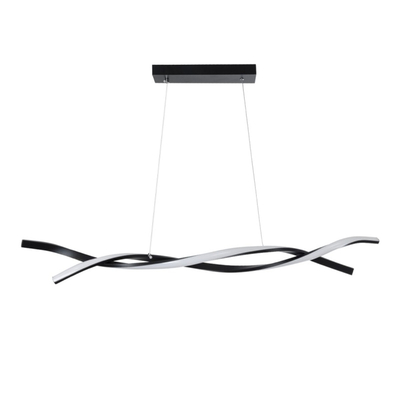 VenCore Duo Wave 6089-20004 - Μοντέρνο Κρεμαστό Φωτιστικό Οροφής Δίφωτο LED 54W Μαύρο Αλουμίνιο 90εκ με Ρυθμιζόμενο CCT Λευκό - Ημέρας - Θερμό & Χειριστήριο