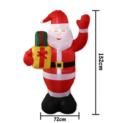 VenCore 8979-10002 - Santa Claus 1.5m - Χριστουγεννιάτικη Φιγούρα Φουσκωτή Αγιου Βασίλη Εξωτερικού Χώρου 1.5m Ύψος - Αυτόματο Φούσκωμα - Φωτιζόμενη