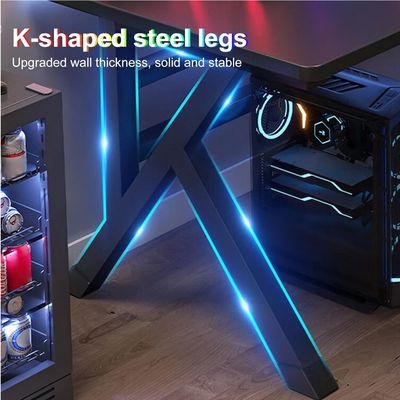 VenCore 2730-10002 - Gaming Desk 140x60x75cm Black - Μοντέρνο Γραφείο Gaming VenCore Μοριοσανίδας Carbon Fiber με Μεταλλικά Πόδια Μαύρο Μ140 x Π60 x Υ75cm