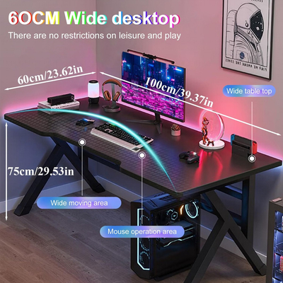 VenCore 2730-10002 - Gaming Desk 140x60x75cm Black - Μοντέρνο Γραφείο Gaming VenCore Μοριοσανίδας Carbon Fiber με Μεταλλικά Πόδια Μαύρο Μ140 x Π60 x Υ75cm