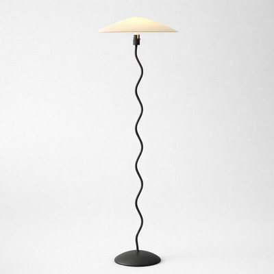 VenCore Curion Black 6091-20009 - Μοντέρνο Επιδαπέδιο Φωτιστικό Μονόφωτο Μαύρο Αλουμίνιο και Μπέζ Καπέλο με Βάση-Ντουί 1xE27 - Φ40 x Υ155cm