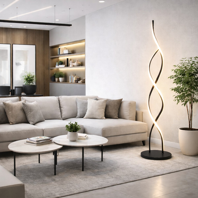 VenCore Helix Gold 6091-20025 - Μοντέρνο Επιδαπέδιο Φωτιστικό LED 20W Χρυσό Αλουμίνιο - Ρυθμιζόμενο CCT Λευκό - Ημέρας - Θερμό & Χειριστήριο - Φ25 x Υ105cm