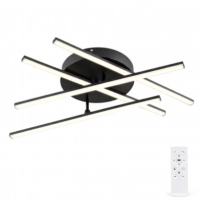 VenCore Gridline Black 7741-20019 - Μοντέρνο Φωτιστικό Οροφής Πλαφονιέρα LED 60W Μαύρο Αλουμίνιο με Ρυθμιζόμενο CCT Λευκό - Ημέρας - Θερμό & Χειριστήριο - Φ60 x Υ10cm