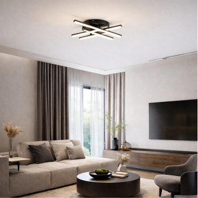 VenCore Gridline Black 7741-20019 - Μοντέρνο Φωτιστικό Οροφής Πλαφονιέρα LED 60W Μαύρο Αλουμίνιο με Ρυθμιζόμενο CCT Λευκό - Ημέρας - Θερμό & Χειριστήριο - Φ60 x Υ10cm