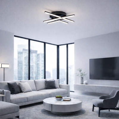 VenCore Gridline Black 7741-20019 - Μοντέρνο Φωτιστικό Οροφής Πλαφονιέρα LED 60W Μαύρο Αλουμίνιο με Ρυθμιζόμενο CCT Λευκό - Ημέρας - Θερμό & Χειριστήριο - Φ60 x Υ10cm